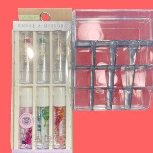 SMOKE & MIRRORS - 3 LIP OILS AND 3 LIP GLOSSES AND ACRYLIC LIPPY HOLDER
